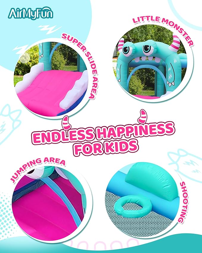 AirMyFun Inflatable Bounce House for Kids, Wide Slide & Jumping Inflatable Bouncer - Toddler Bounce House with Blower for Kids Use Fun Indoor&Outdoor
