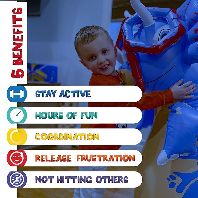 INFLATABLE DUDES Dinosaur -Kids Punching Bag | Already Filled with Sand| Bop Bag | Premium Inflatable Toy | Punching Bag for Kids | Enhanced Bounce-Back Action! | Indoor Outdoor - Party Games