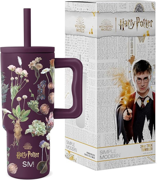 Simple Modern Harry Potter Kids 24 oz Tumbler with Handle and Silicone Straw Lid | Spill Proof and Leak Resistant | Reusable Stainless Steel Bottle | Gift Kids Boys Girls | Trek Collection | Herbology