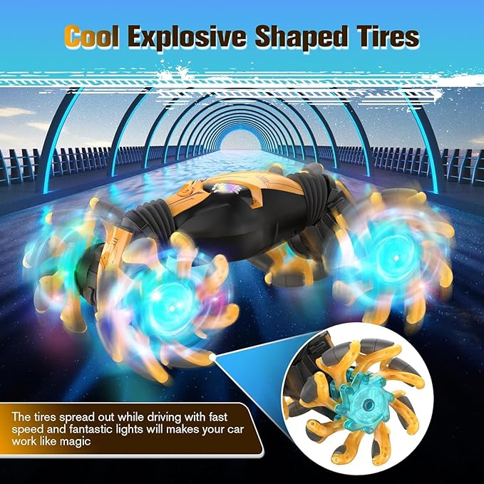 1:12 Gesture Sensing RC Stunt Car, 4WD Hand Controlled Remote Control Twist Cars with Light & Music, 360° Rotate Transform Drift, Gifts for 6-8-12 Kids Age 6 7 8 9 10 11 12 Yrs Old‌
