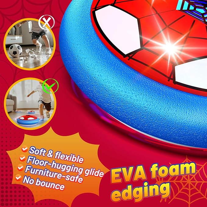 HopeRock Soccer Toys 2 Pack Hover Soccer Ball Toys Indoor Soccer Set with LED Lights, Soft Foam Bumpers, Air Floating Soccer Gifts for Kids Boys Girls Ages 3-12