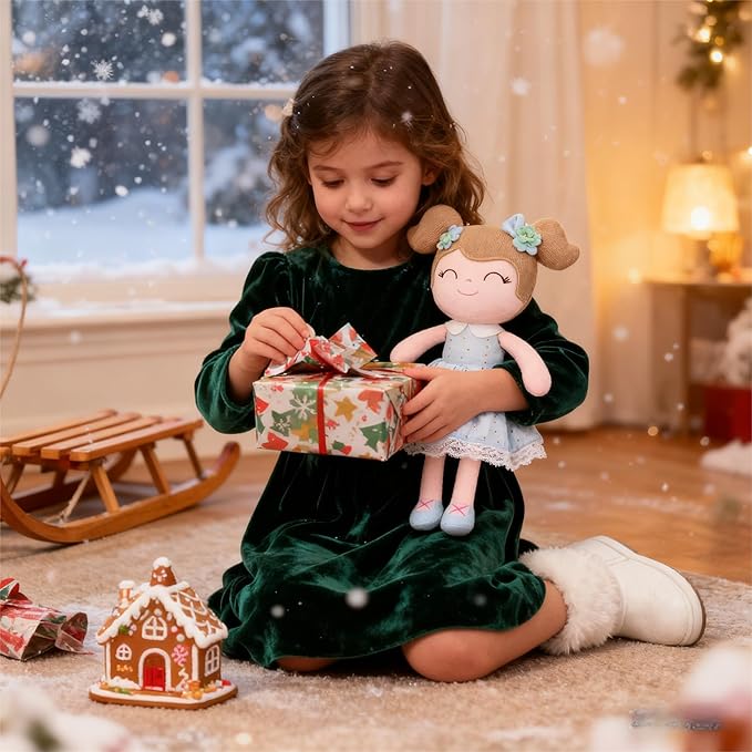 Gloveleya Baby Doll Girl Gifts Cloth Dolls Plush Toy Light Blue