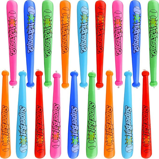 18 Pack 31.5 Inch Inflatable Baseball Bats Blow Up Baseball Bat Inflatable Toy Bat Inflates for Kids Carnival Birthday Baseball Theme Party Supplies, 6 Colors