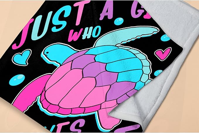 Just Girl Who Loves Turtles Blanket Soft Blankets and Throws Flannel Cozy Lightweight Quilt Gift Perfect for Bed Sofa Couch-60 x50 Medium for Teen