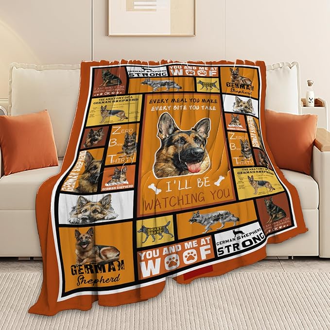 German Shepherd Throw Blanket German Shepherd Puppy Stuff Gifts for Dog Lover Kids Girls Boys Adults Women Men Soft Cozy Warm Plush Fluffy Fuzzy Fleece Blanket Decor 60''X80''