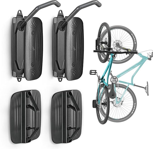 monTEK Swivel Bike Wall Mount – 2 Pack Garage Bike Hanger & Space-Saving Vertical Bike Rack for Garage & Apartment, Sturdy Bike Storage Hook Holds 66 lbs, Easy Installation & Scratch-Proof Design