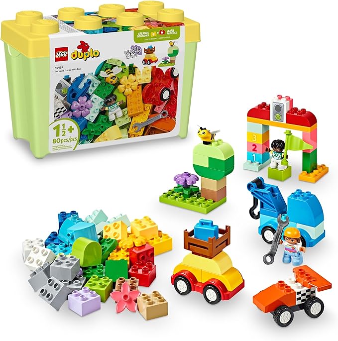 LEGO DUPLO Classic Cars and Trucks Brick Box Building Blocks - Learning & Educational STEM Toys for Toddlers, Ages 1.5+ Years - Develops Fine Motor Skills - Gift for Christmas - 10439