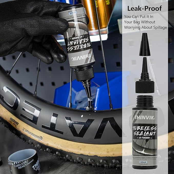 Thinvik Tubeless Bike Tire Sealant 60ML(2oz)*2/4/6 Bottles No Puncture Hassle and Leak Prevention for Road Bike MTB CX and Gravel Bicycle Tyres Sealant