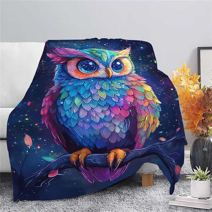 Owl Blanket Cute Owl Throw Blanket Gifts for Women Girls Men Boys Kids Adults Super Soft Cozy Plush Fluffy Fuzzy Fleece Blanket Decor 50''X60''