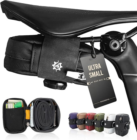 Lumiere & Co. Falcon Magnetic Saddle Bag – 0.37L Ultra Small Bike Bag, Fast Magnetic Buckle Attachment | Road Cycling-Specific Bike Seat Bag (Black, Ultra Small)