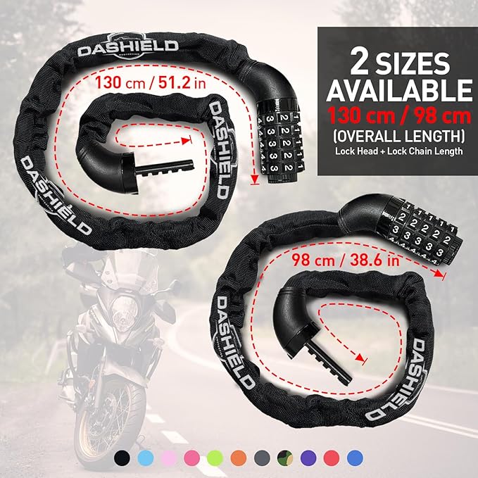 Bike Chain Lock Security 5 Digit Resettable Combination, 51.2 inches Heavy Duty Anti Theft Lock Chain for Bicycle, Motocycle, Scooter, Gate, Fence (Black-2PK, 4.2ft)