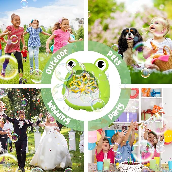 Frog Bubble Machine Toys for Kids 3-8 Years Old: Bubble Blower Maker with 2 Solutions, Outdoor Party Toy, Birthday Gift for 3 4 5 6 7 8 Year Old Girls Boys