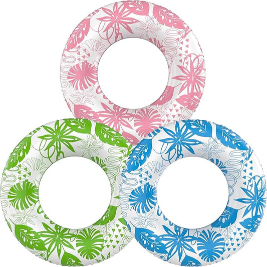 Inflatable Swim Tube Set - 2 Pack 90cm (35") Pool Floats, Durable Water Rings for Beach & Party (Blue + Green)