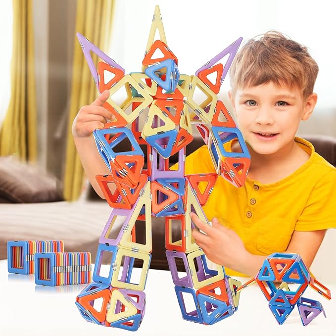 MAGBLOCK Magnetic Blocks Magnet Tiles Educational Toys for 3+ Year Old Boys and Girls Gifts Set 120PCS, Learning by Playing Games with Wheels, Compatible with Major Brands Building Blocks for Kids