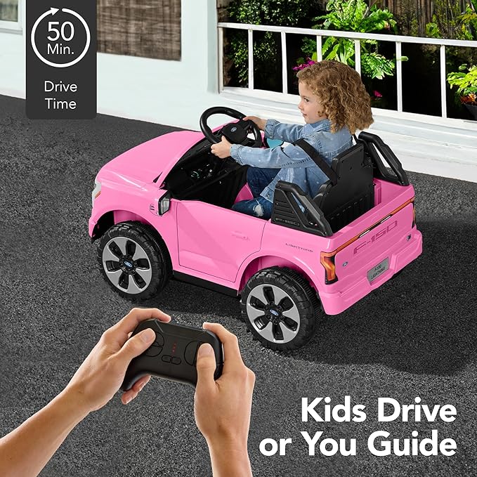 Best Choice Products Licensed Ford F-150 Lightning Truck Kids 12V Electric Ride On Car Toy w/ 66lb Weight Capacity, Parent Control, Bluetooth - Pink