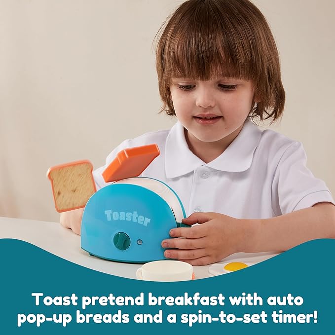 Joyin Play Kitchen Toys, Pretend and Play Food Kitchen Accessories Girls Toy with Coffee Maker, Mixer, Toaster with Realistic Lights& Sounds, Birthday Gift for Kids, Gifts for Christmas