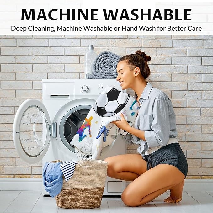 Soccer Blanket for Kids - 30x40 Inches Lap Size - Soft Fuzzy Cozy Throws Gifts for Soccer Players - Colorful Sports Throw Blanket for Couch, Living Room & Office