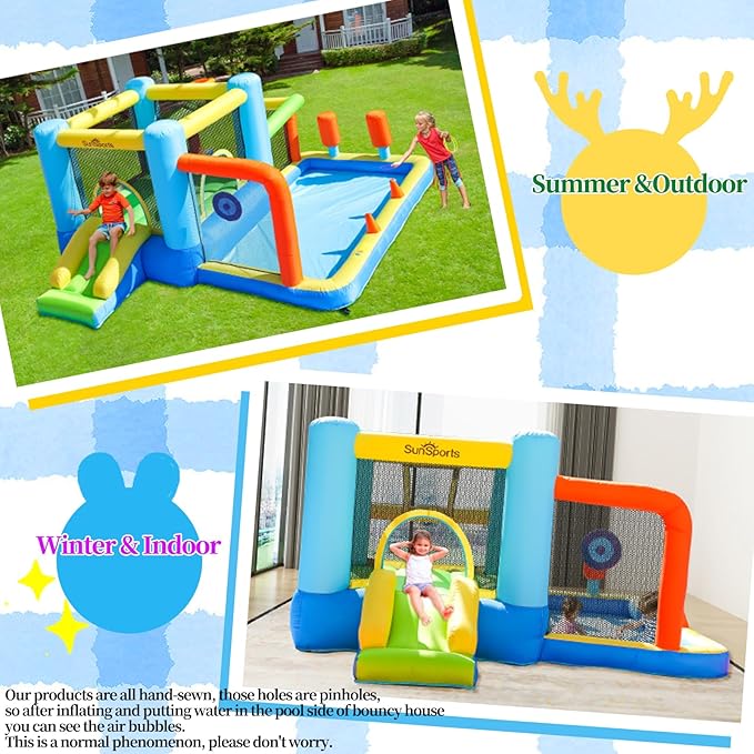 Inflatable Bounce House,Bounce House for Kids 3-6,Bouncy House with Slide,Obstacle Course Bounce House,Bouncy Castle for Kids Outdoor,Indoor Jump House with Ball Pit