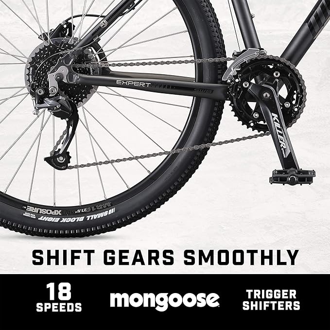 Mongoose Switchback Comp Expert Sport Trail Mountain Bike for Adult Men Women, 16/18/21-Speed Options, 27.5-Inch Wheels, Disc Brakes, Small Medium or Large Aluminum Frames, Hardtail Bicycles