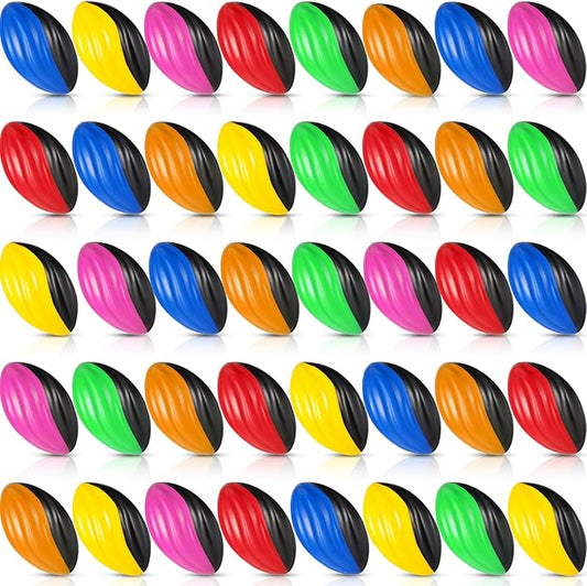 Woanger 40 Pcs Mini Foam Football Two Tone Spiral Squeeze Balls Bulk 5 Inch Soft Small Waterproof Sports Football for Kids Colorful Ball Toys for Indoor Outdoor Game Birthday Party Favor(Multicolor)