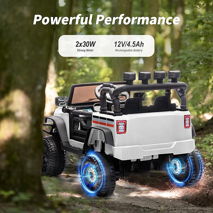 12V Ride on Electric Car, Kids Ride on Toy Truck for Toddlers 3-5 w/Remote Control, 3 Speeds - White