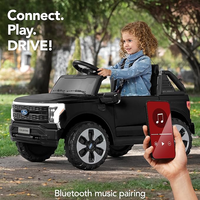 Best Choice Products Licensed Ford F-150 Lightning Truck Kids 12V Electric Ride On Car Toy w/ 66lb Weight Capacity, Parent Control, Bluetooth - Black