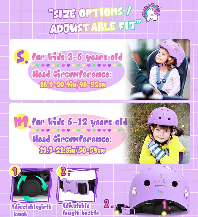 Kids Bike Helmet for Girls 3-5-8-14, Unicorn Adjustable Toddler Helmets for Bicycle, Roller Skating, Skateboard, Scooter, Skiing