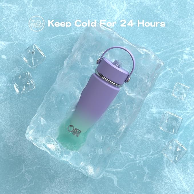 OISIZ 18oz Kids Water Bottle with Straw Lid, Vacuum Insulated Water Bottle 316 Stainless Steel Bottles for Kids for School, Leakproof Water cups, BPA Free and Keep Cold for 24 Hours,Easy to Clean