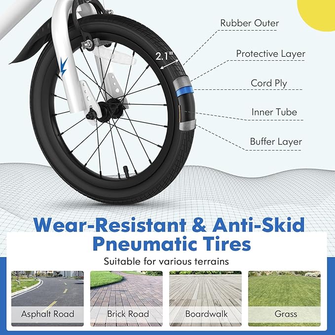 COSTWAY Kids Bike, 12 14 16 18 Inch Toddler Bike for Boys & Girls Aged 3-8 Years Old, Kids Bicycle w/Removable Training Wheels, Handbrake & Coaster Brake, Basket, Bell