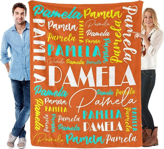 Name Blanket Personalized Blanket for Adult Kids Flannel Customize Throw Blanket Custom (Color 24, 50 x 60 Inches)
