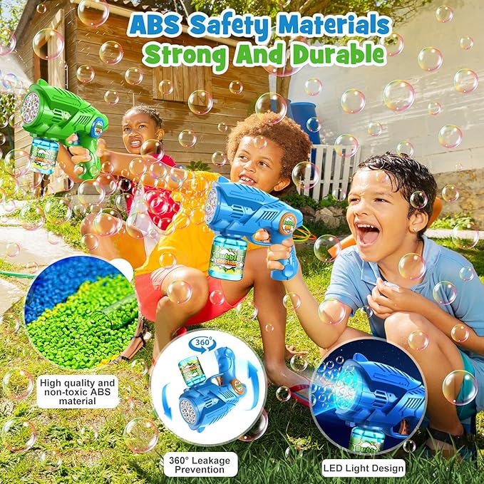 Bubble Gun Machine for Kids 4-8: 2-Pack Automatic Bubble Guns with 2 Bottles Refill Solution - Summer Outdoor Toys Bubble Blaster Maker Blower for Easter Party