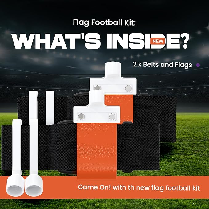 Gameday Flag Football Set – Kits for 2–14 Players w/Belts, Agility Cones & Carry Bag – Available in Multi Colors & Sizes
