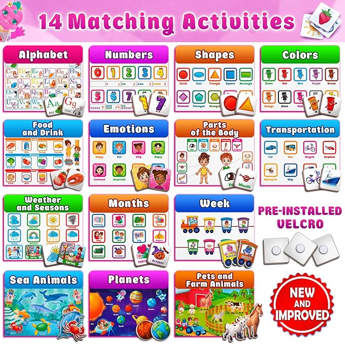 Curious 2 Learn Montessori Busy Book for Toddlers Ages 3–5 – Premium Thick Pages, Preassembled Learning Binder with 28 Activities, Travel Bag & 8 Markers – Durable Educational Montessori Toy