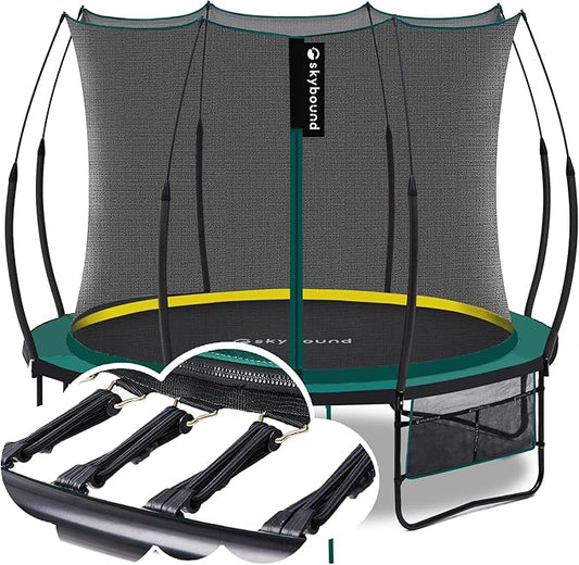 SkyBound 14 FT 12 FT 10FT 8FT 6FT Springless Trampoline for Kids and Adults - Recreational Trampolines with AntiRust Coating - Bungee Cords Outdoor Trampoline for Kids - No-Gap Design Zipper System