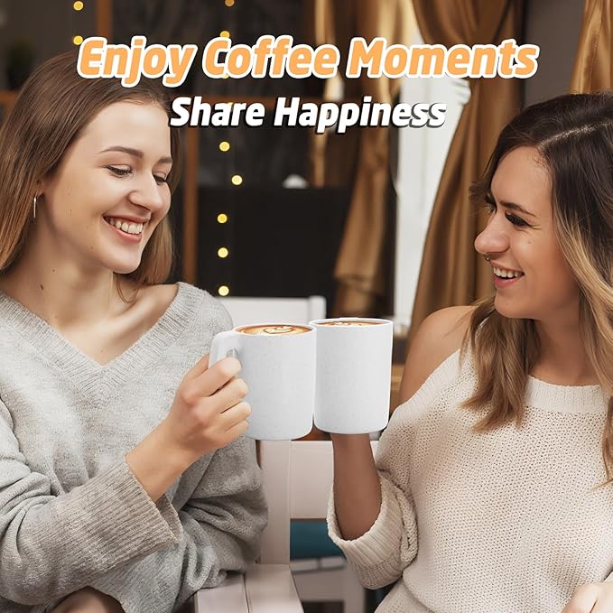 Wheat Straw Cups 16 OZ, Unbreakable Coffee Mugs Set of 6, Alternatives to Plastic Drinking Cups Reusable, Dishwasher Safe Tea Cups for Kitchen, Camping, Farmhouse - White