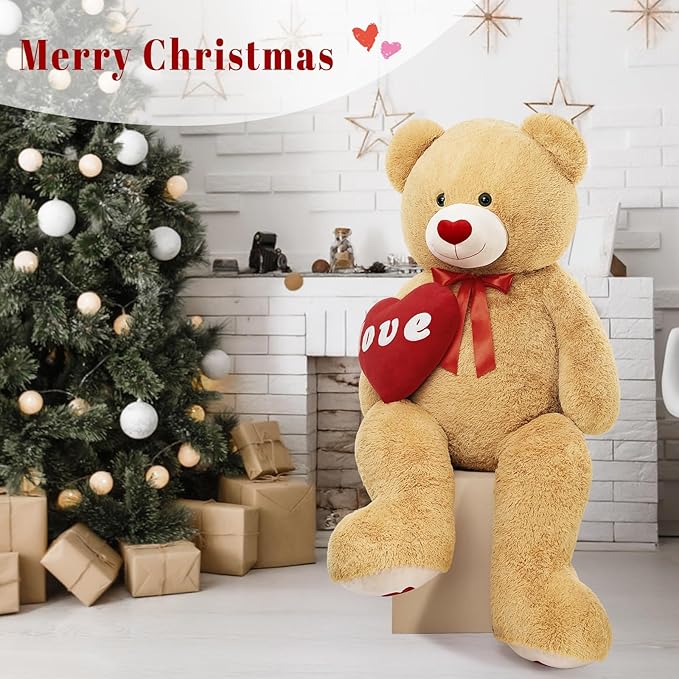 MorisMos 5 Feet Love Heart Giant Teddy Bear, I Love You Huge Bear Plush for Girlfriend, Jumbo 5 Foot Stuffed Animal Gifts for Boyfriend, Lover on Valentines, Anniversary, Birthday