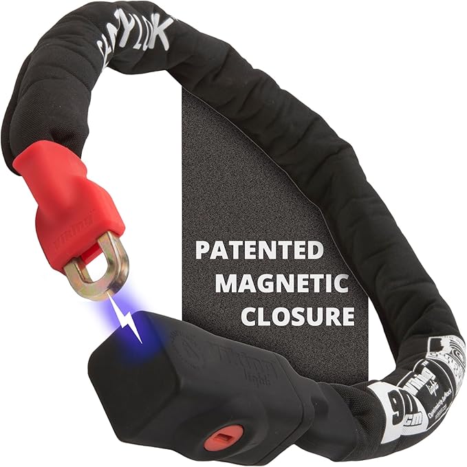 Seatylock Viking Bike Chain Lock with Key - Magnetic Patented Sold Secure Silver Rated - Heavy Duty Anti Theft - Smart Ultra Security Bicycle Lock (35.5 Inch)