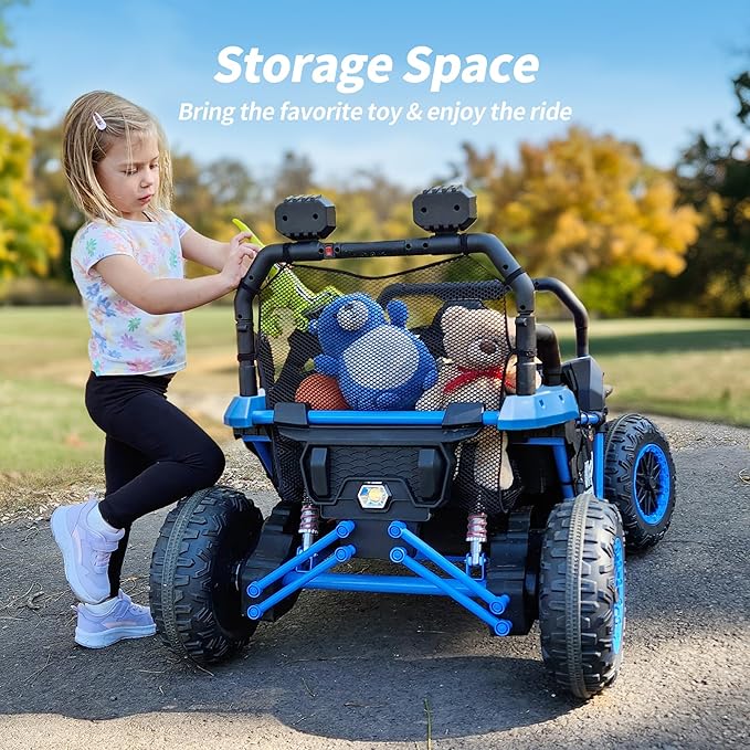 24V Kids UTV, 4WD 2 Seater Ride-on Toy Electric Car for Big Kids w/Remote Control, 2WD/4WD Switchable, 4x200W Motor - Blue