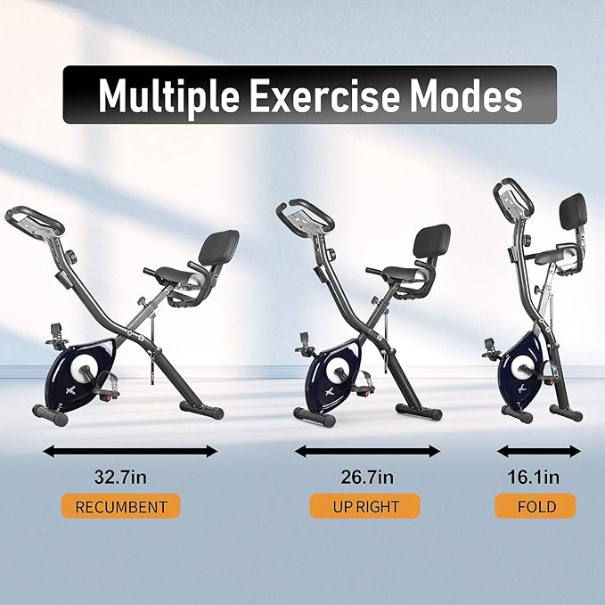 leikefitness LEIKE X Bike Ultra-Quiet Folding Exercise Bike, Magnetic Upright Bicycle with Heart Rate,LCD Monitor and easy to assemble