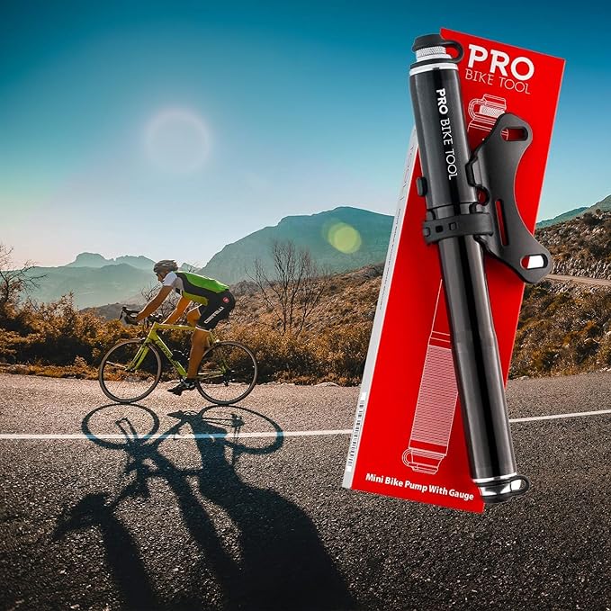 Pro Bike Tool Mini Bike Pump - Compact and Portable Bicycle Tire Pump for Fast Inflation - Compatible with Presta and Schrader Valves - Lightweight and Durable Design - Essential Bicycle Accessories