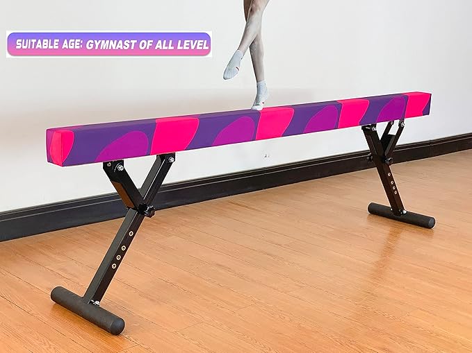 Adjustable Balance Beam 8 ft Gymnastic Beam Adjustable Height for Kids and Teenage of All Gymnastic Levels, Gymnastic Training Beam Gymnastic Equipment for Athlete Home and Gym Club Use