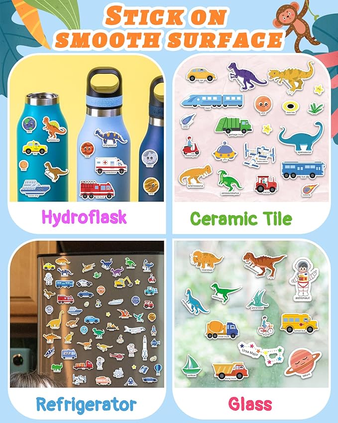 Benresive Reusable Sticker Book for Toddlers 2-4 Years, 3 Sets Travel Stickers for Kids, Waterproof Sticker Books for Toddlers 1-3, Crafts Activities for Todddlers 1-3 2-4 3-5