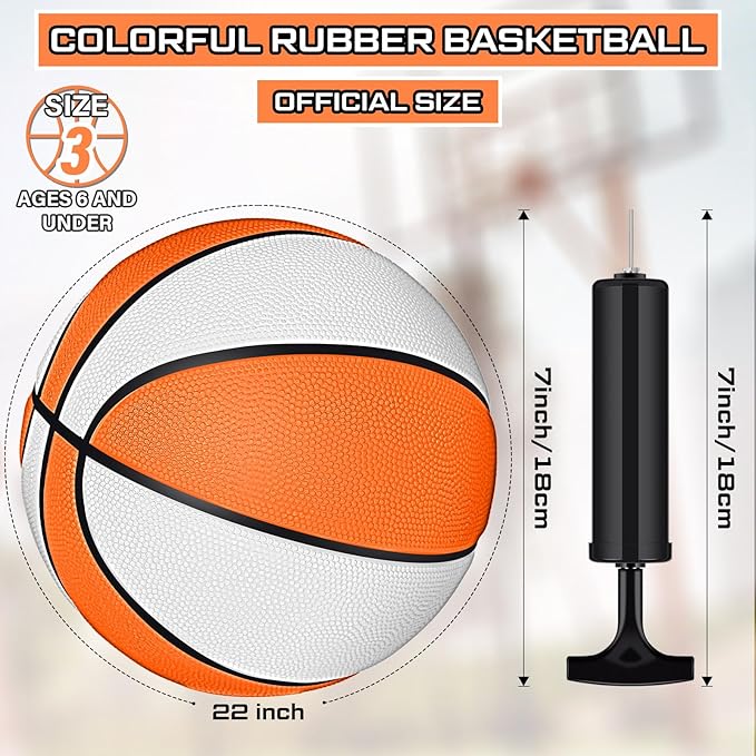 Wettarn 12 Pcs Mini Basketballs for Kids - Size 3 Colorful Rubber Basketball Bulk with Pump for Mini Hoop, Indoor Outdoor Practice, Game, Back to School Party, 7 Inch