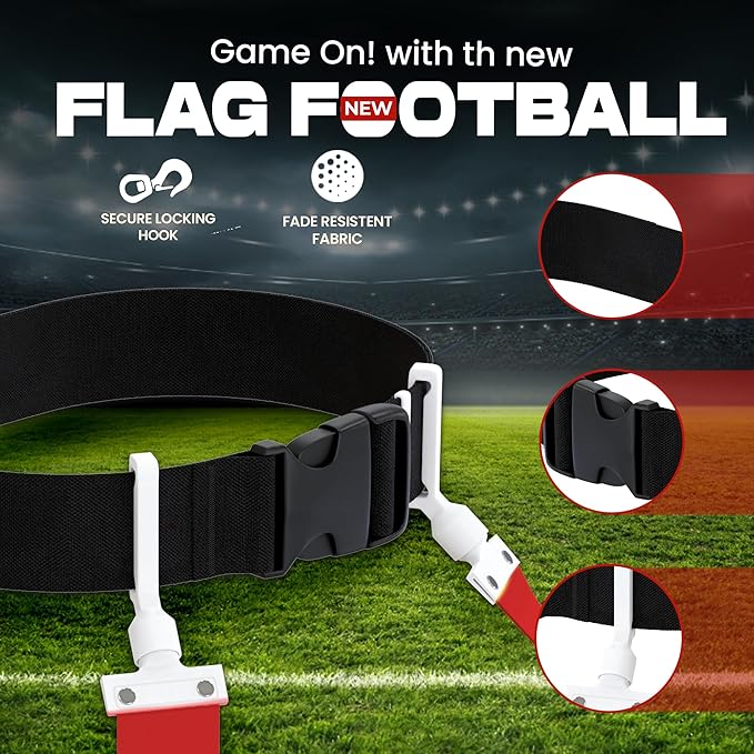 Gameday Flag Football Set – Kits for 2–14 Players w/Belts, Agility Cones & Carry Bag – Available in Multi Colors & Sizes