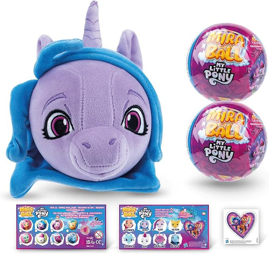 My Little Pony Plush Mystery Ball with Stickers & Fidget Toys - Plushies Blind Box Cute Figures, Stuffed Animal Collectible Toys, Gifts, Prizes for Kids, Ages 3+ (2-Pack)