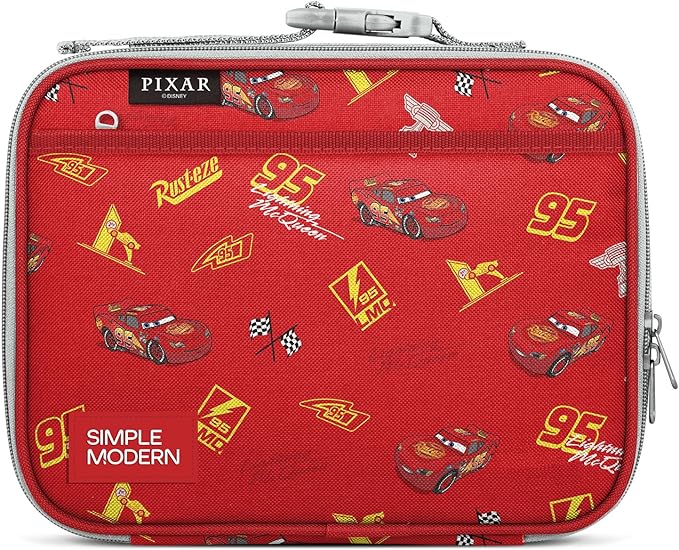 Simple Modern Disney Kids Lunch Box for School | Reusable Insulated Lunch Bag for Toddler, Girl, and Boy | Meal Containers with Exterior & Interior Pockets | Hadley Collection | Cars Lightning Speed