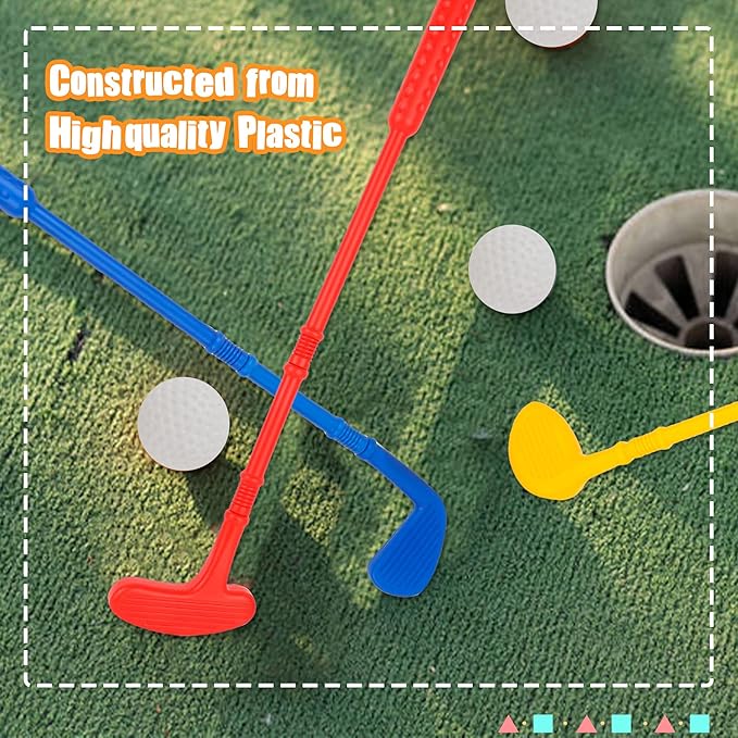 Toddlers Plastic Golf Set Mini Golf Clubs for Kids Include 6 Golf Clubs and 12 Balls for Outdoor Indoor Birthday Christmas Party Gifts, 3 Colors
