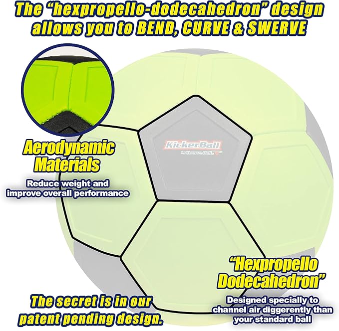 Kickerball - Curve and Swerve Soccer Ball/Football Toy - Kick Like The Pros, Great Gift for Boys and Girls - Perfect for Outdoor & Indoor Match or Game