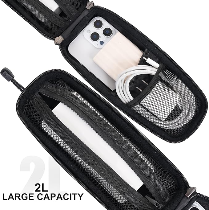 Bike Bags Quick Release Mountain Bicycle Frame Bag Bike Rack Bag with Cell Phone Holder Stabilizer Cell Phone Holder with Rain Cover Bike Rack Bags Bike Accessories