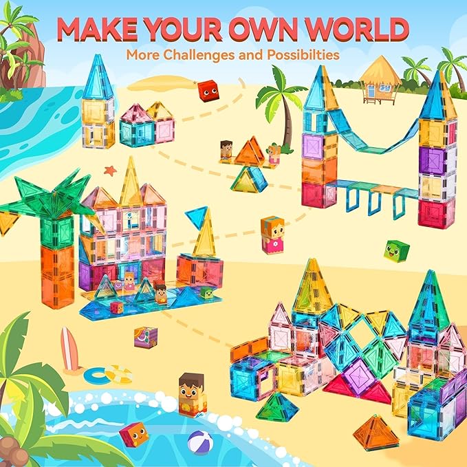 VigorFun Magnetic Tiles Building Toys Set for Kids Ages 3-5 4-8, STEM Construction Kit with 8 Magnetic Blocks, Educational Sensory Magnetic Toys Gifts for Toddler Boys Girls Learning Classroom